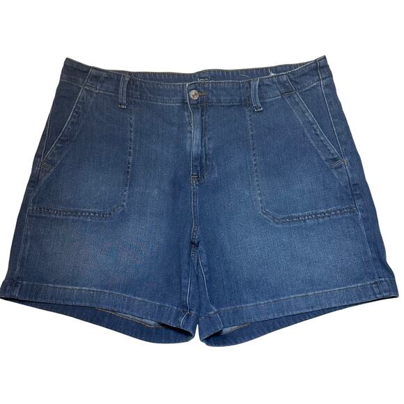 Chico's Women’s Blue Jean Denim Shorts Dark Wash Plus Size 3 US 16 Stretch - Picture 1 of 7